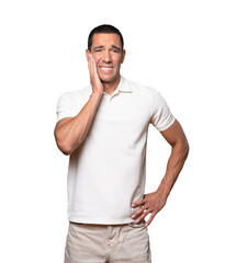 Concerned young man doing a gesture of relief