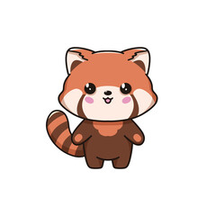 Иллюстрация без названияCute red panda standing and smiling, chibi style, illustration