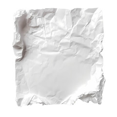 Obraz premium Wrinkled Piece of White Paper, Isolated on Transparent Background