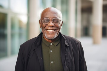 Naklejka premium Portrait of happy senior african american man in eyeglasses