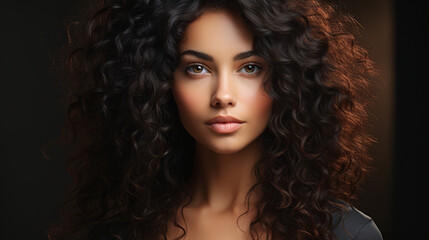 Fototapeta premium Woman healthy happy smile with clean skin. Blackskin beauty. Advertising style.