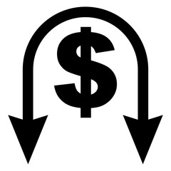Icon currency crisis collapse dollar exchange rate arrow down