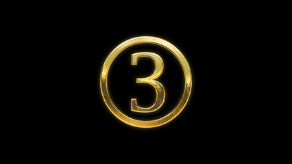 Number 3 numbers icon sign symbol background gold golden