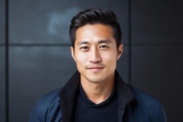 Fototapeta premium Portrait of a handsome asian man looking at camera in office