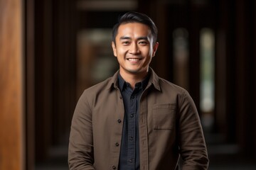 Obraz premium Portrait of a young handsome asian man smiling at the camera