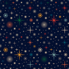 Fototapeta na wymiar Blue pattern with stars. Festive Christmas pattern