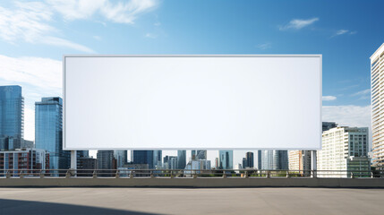 Obraz premium Advertising billboard template mock-up in the city on a sunny summer day. Ad replacement for your design.