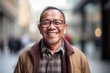 Fototapeta premium Portrait of a smiling asian senior man with eyeglasses
