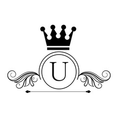 Premium Royal Logo Design Alphabet U