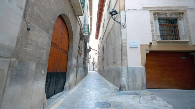 Palma, Spain - Feb 2022 : Street in Palma da mallorca, Spain