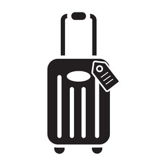 Suitcase black and flat icon. Travel baggage and luggage icon and illustration