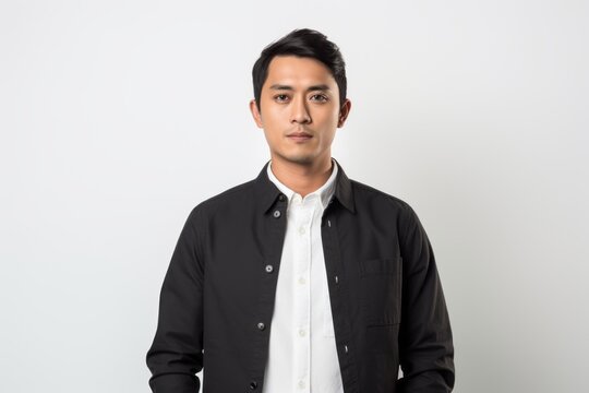 Portrait of a handsome young asian man in black shirt.