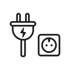 electric plug icon with socket. Power and plug, connection vector symbol. logo and illustration