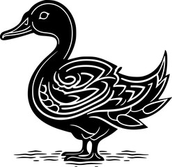 Fototapeta premium Duck - Black and White Isolated Icon - Vector illustration
