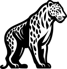 Fototapeta premium Leopard | Black and White Vector illustration