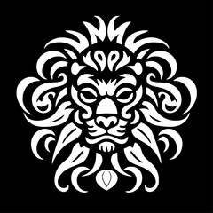 Fototapeta premium Lion - Black and White Isolated Icon - Vector illustration