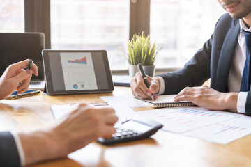 Business professional people group, team of young asian, caucasian working and communicating,...