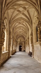 Fototapeta na wymiar Vertical of an old monastery interior in Toledo, Spain