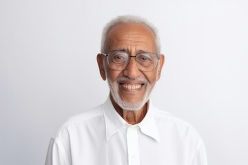 Obraz premium Portrait of senior asian man with eyeglasses on white background
