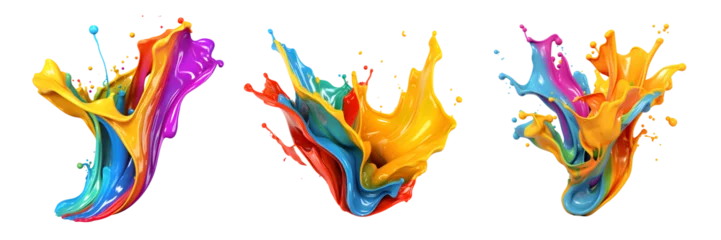 Keuken spatwand met foto Colorful falling splash with liquid drops. Generative AI © SRITE KHATUN