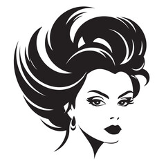 illustration of women short hair style icon, logo women face on white background, vector