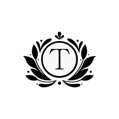 Flower Design Premium Logo Alphabet T