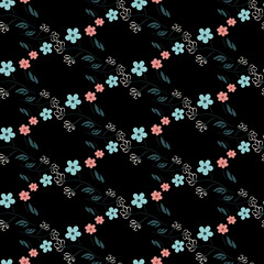 Vector seamless half-drop pattern, with flower