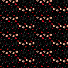 Vector seamless half-drop pattern, with flower