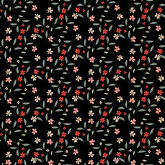 Vector seamless half-drop pattern, with flower
