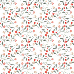 Vector seamless half-drop pattern, with flower