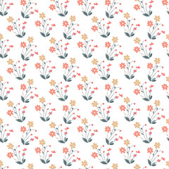 Vector seamless half-drop pattern, with flower