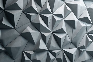 Modern triangle-tiled wall with concrete 3D blocks. Polished wallpaper. 3D render. Generative AI