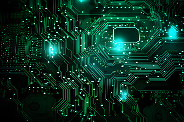 Fototapeta premium emerald Abstract computer circuit Background