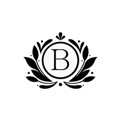 Flower Design Premium Logo Alphabet B