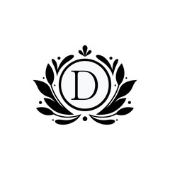 Flower Design Premium Logo Alphabet D