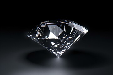 3D diamond on black bg. Generative AI