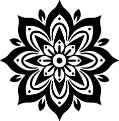 Mandala - Black and White Isolated Icon - Vector illustration