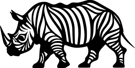 Fototapeta na wymiar Rhinoceros - Black and White Isolated Icon - Vector illustration