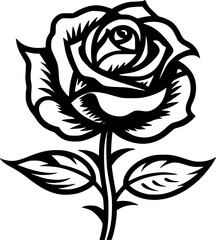 Rose | Black and White Vector illustration