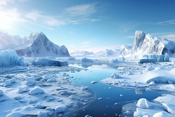 Fototapeta na wymiar 3d ice landscape of Antarctic winter. Generative AI