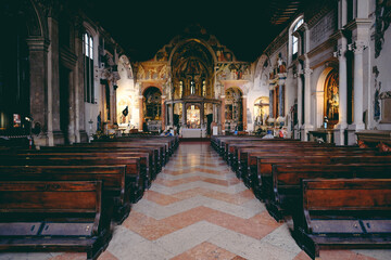 Interior of the famous cathedral of San Fermo Verona, Italy - 636750610