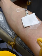 donating the blood at hospital