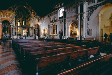 Interior of the famous cathedral of San Fermo Verona, Italy - 636750835