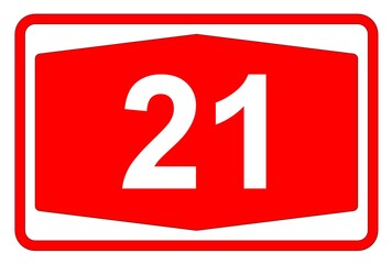Illustration eines Autobahnschildes der Autobahn 21 in der Schweiz	