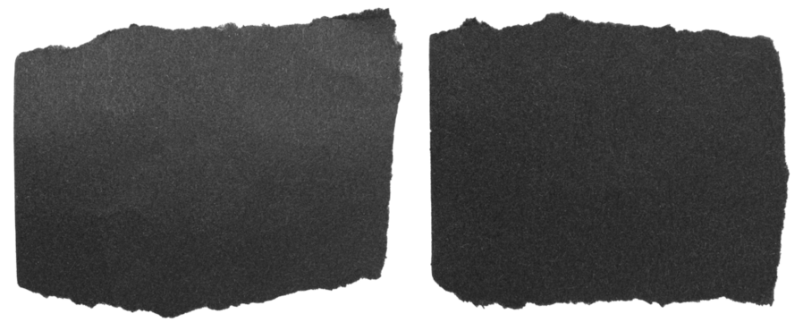 Set of black isolated cut out rectangular blank paper strips, notes or stickers with torn edges on white or transparent background with copy space for text
