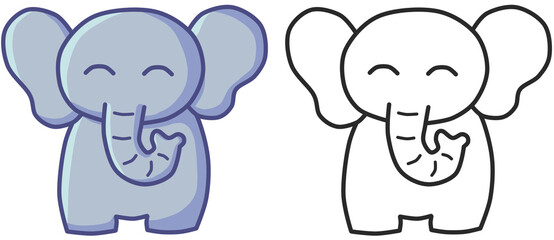 Elefante kawaii alegre