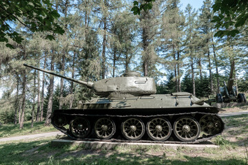 Russian tank t-34 from the Second World War from the area of Dukla Pass Slovakia