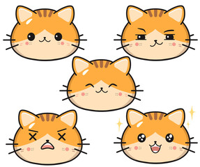 set of funny cartoon cats