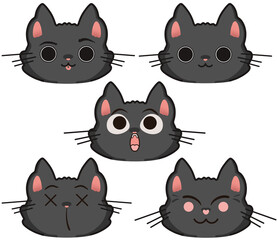 Black cat emoji set