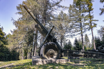 Large caliber cannon from World War II from Death Valley Slovakia